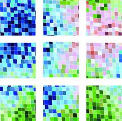 Colorful mosaic pattern. Сhaotic mosaic texture. Abstract background with geometric design. Square pattern. Multicolor vector mosaic background. Follow other mosaic patterns in my collections. 