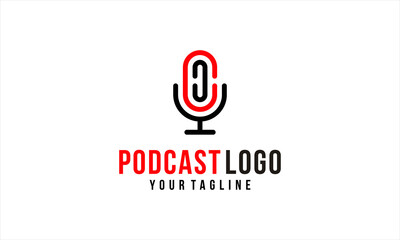 Combination logo from letter C or CC and microphone symbol for podcast logo design concept	