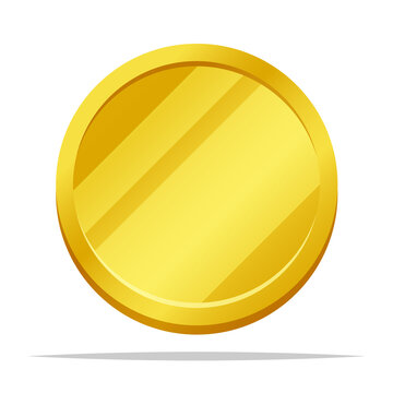 Plain gold coin vector isolated illustration
