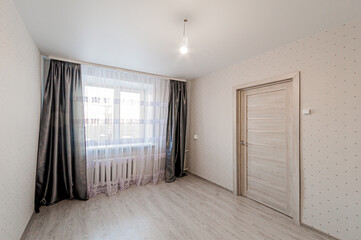 Russia, Moscow- April 19, 2020: interior room apartment modern bright cozy atmosphere. general cleaning, home decoration, preparation of house for sale. empty room with renovation