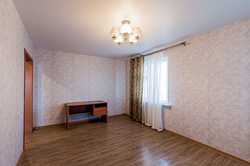 Fototapeta premium Russia, Moscow- April 19, 2020: interior room apartment modern bright cozy atmosphere. general cleaning, home decoration, preparation of house for sale. empty room with renovation