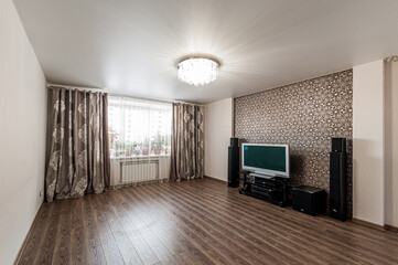 Russia, Moscow- April 19, 2020: interior room apartment modern bright cozy atmosphere. general cleaning, home decoration, preparation of house for sale. empty room with renovation