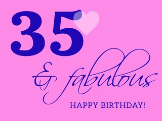 35th happy birthday card illustration in retro style.