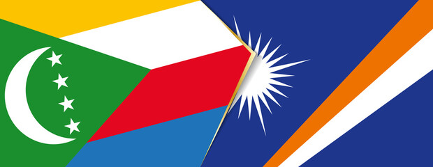 Comoros and Marshall Islands flags, two vector flags.