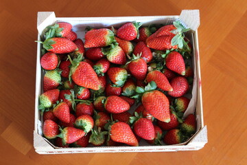 Strawberries in a Wooden Box