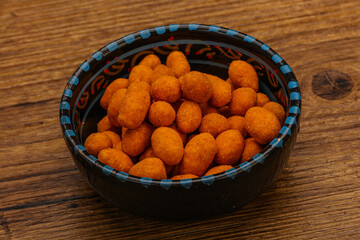 Spicy peanut heap in the bowl