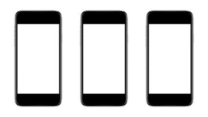 Realistic models smartphone with transparent screens. Smartphone mockup collection, with blank white screen for Infographic Global Business web site design app. Concept technology Smartphone.