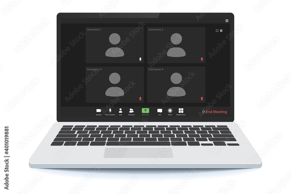 Poster video conference user interface. video call screen interface template. application for social commun