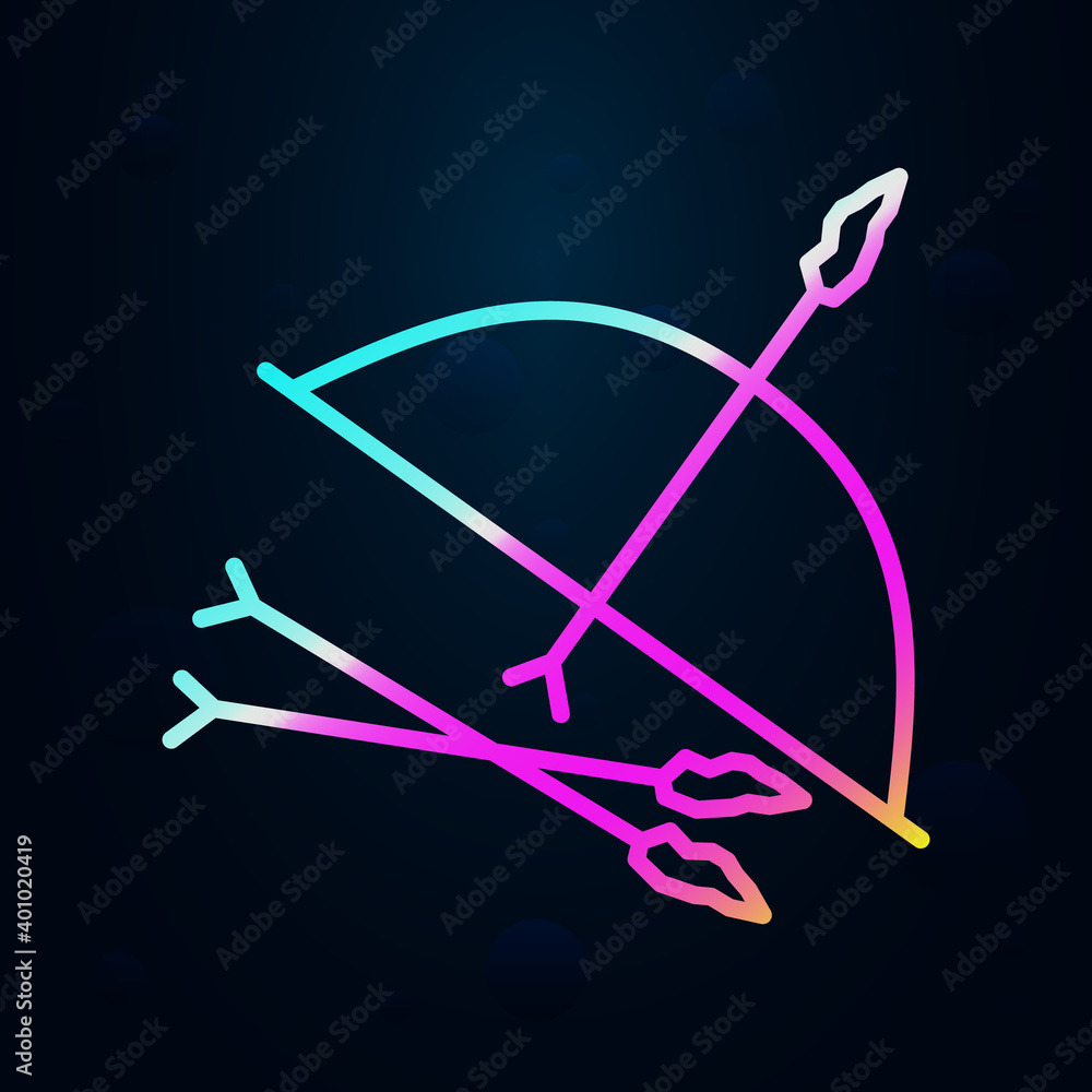 Poster prehistoric bow and arrow nolan icon. simple thin line, outline vector of prehistoric icons for ui a