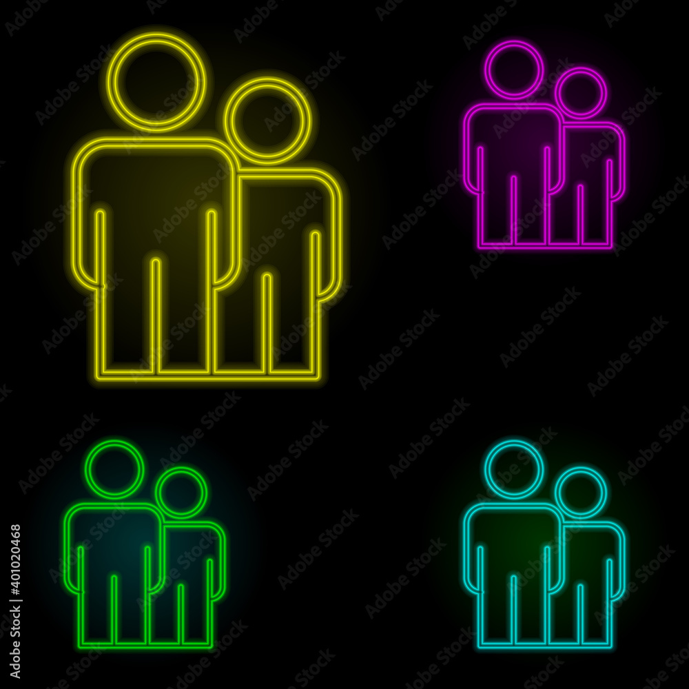 Aufkleber employees neon color set icon. simple thin line, outline vector of business organisation icons for u