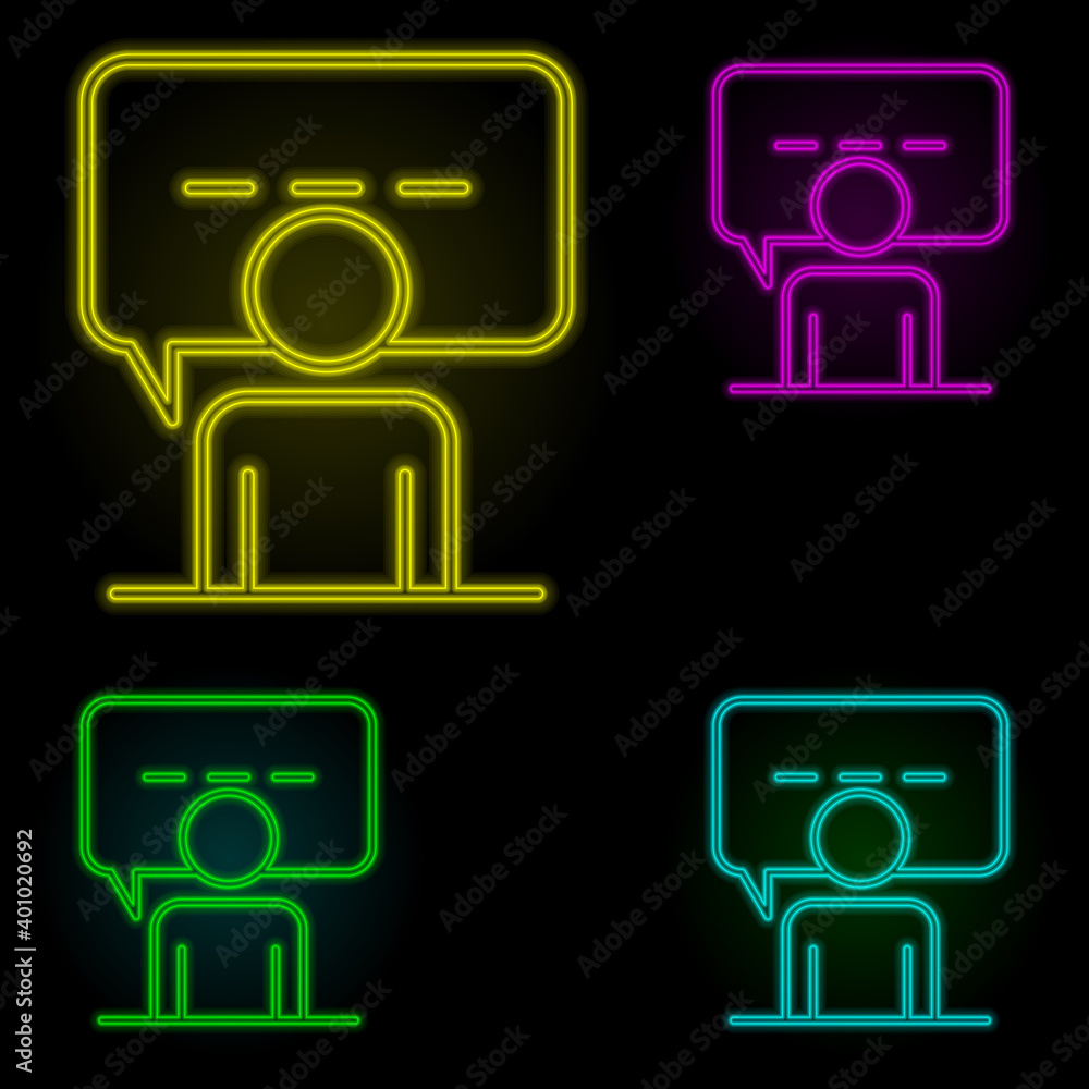 Poster job interview neon color set icon. simple thin line, outline vector of business organisation icons f