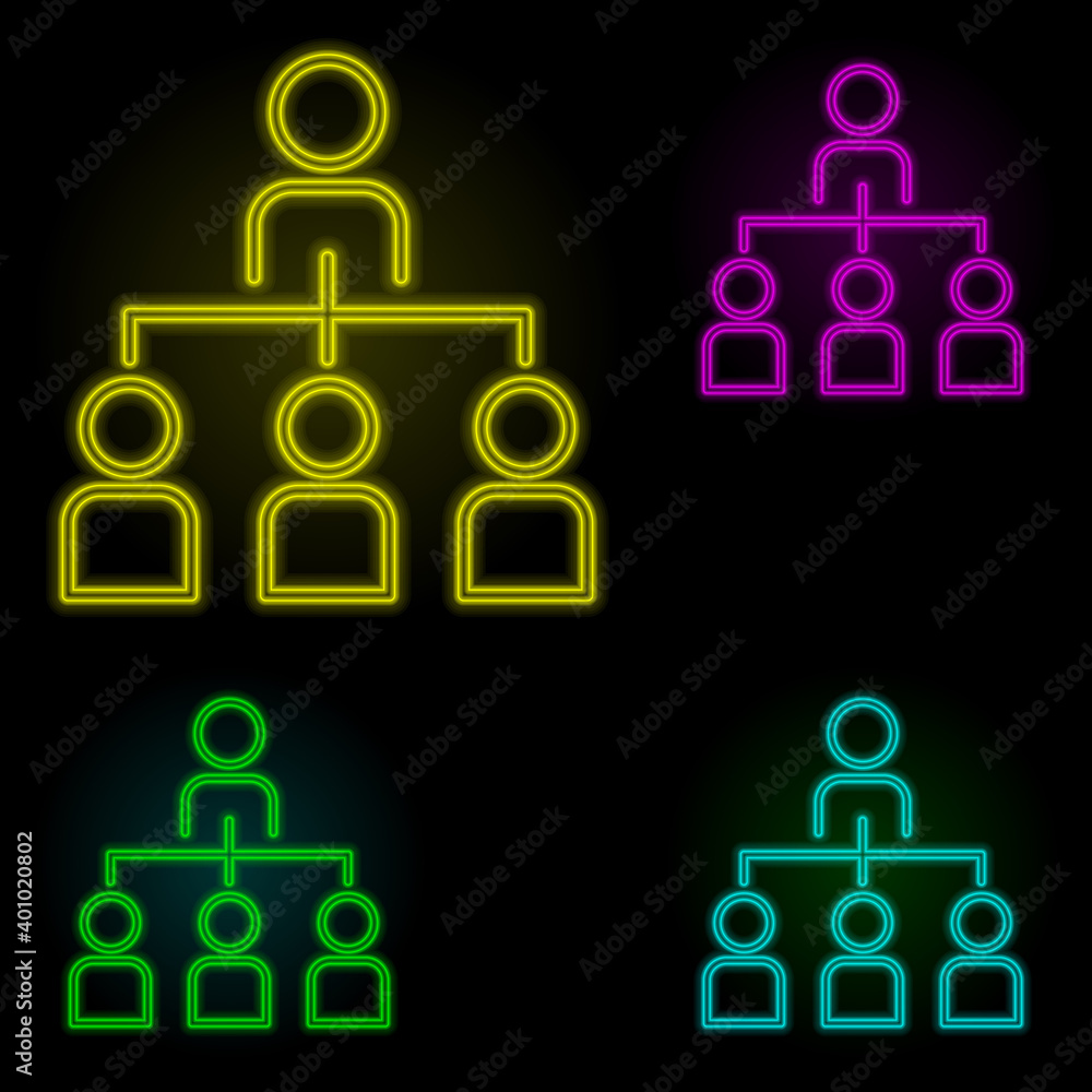 Poster organization structure neon color set icon. simple thin line, outline vector of business organisatio