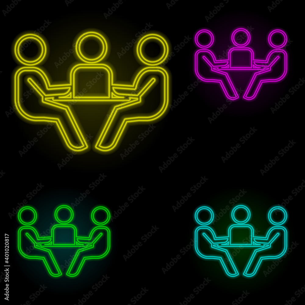 Poster business discussion neon color set icon. simple thin line, outline vector of business organisation i