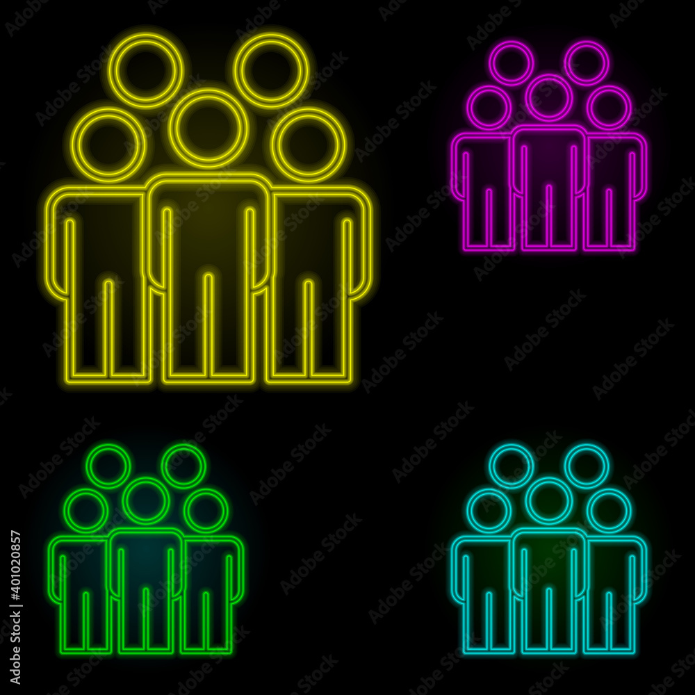 Aufkleber employees neon color set icon. simple thin line, outline vector of business organisation icons for u