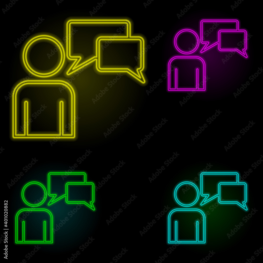Aufkleber business conversation neon color set icon. simple thin line, outline vector of business organisation