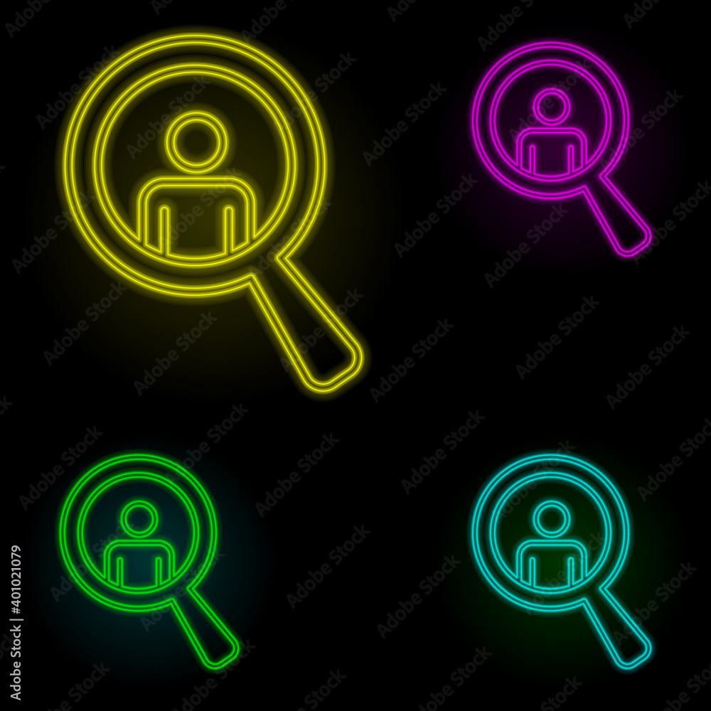 Poster search for colleagues neon color set icon. simple thin line, outline vector of business organisation