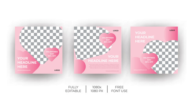 Valentine Social Media Banner Template Can Be Edited. Everyone Can Use This Design Easily. Unique & Promotional Web Banners For Social Media.-Vector.