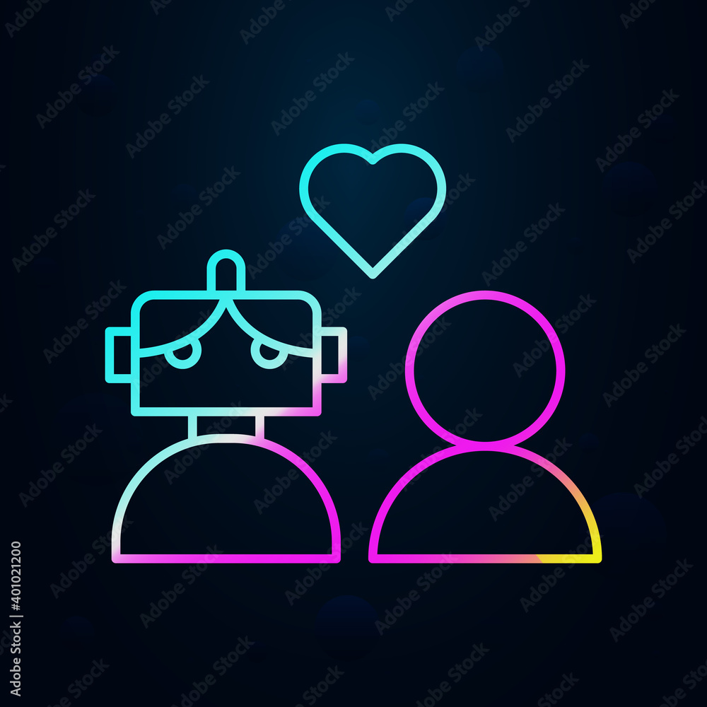 Poster robotic heart love technology nolan icon. simple thin line, outline vector of robotisc icons for ui 
