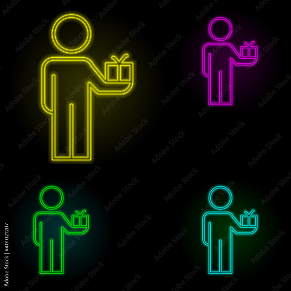 Aufkleber work bonuses neon color set icon. simple thin line, outline vector of business organisation icons fo