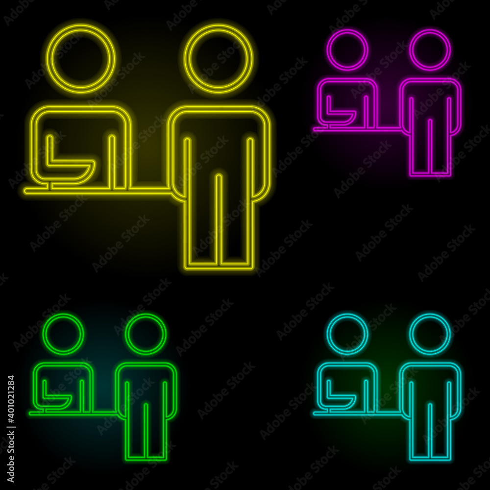 Poster customer service neon color set icon. simple thin line, outline vector of business organisation icon