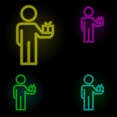 work bonuses neon color set icon. Simple thin line, outline vector of business organisation icons for ui and ux, website or mobile application