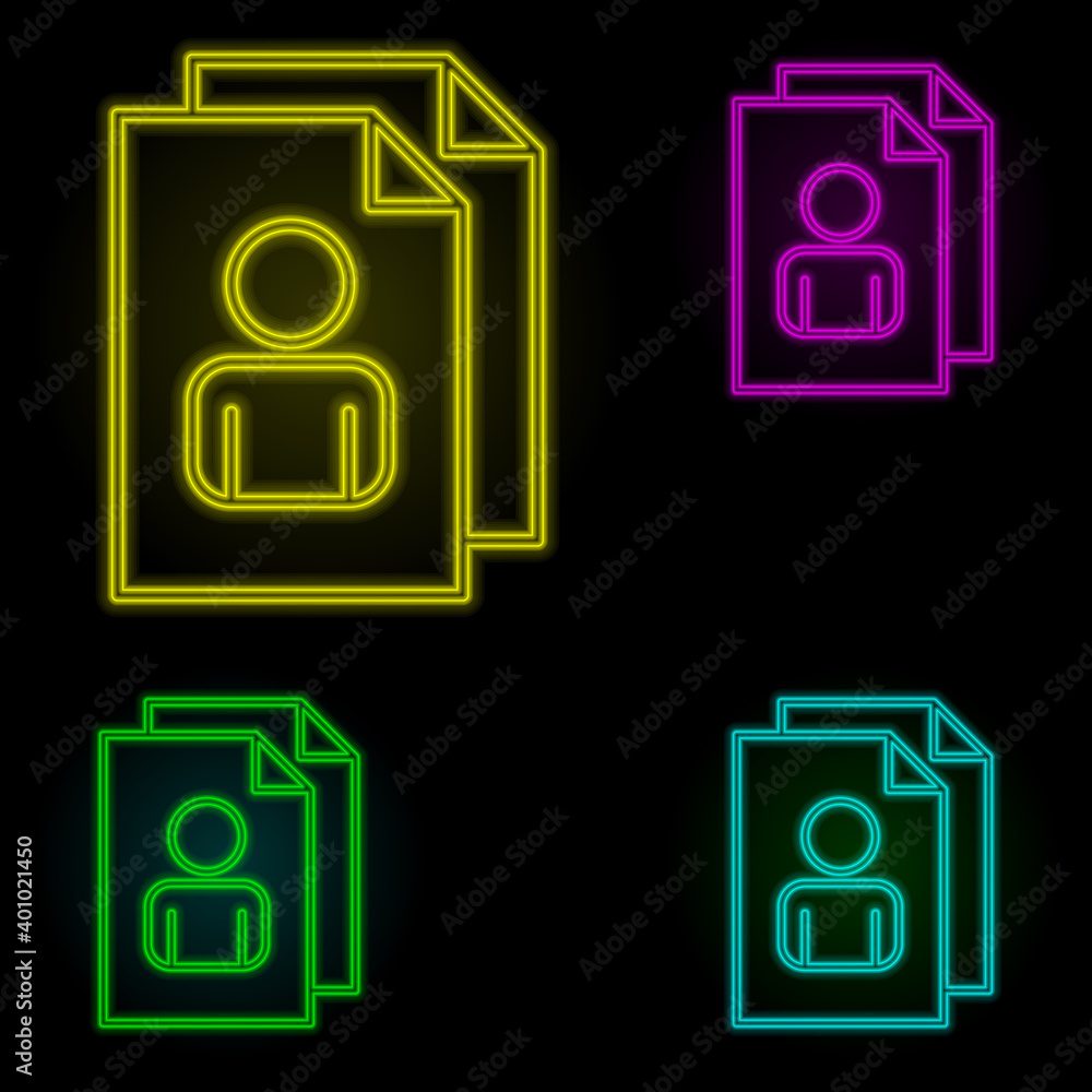 Poster resume of the employee neon color set icon. simple thin line, outline vector of business organisatio
