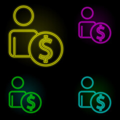 employee salary neon color set icon. Simple thin line, outline vector of business organisation icons for ui and ux, website or mobile application