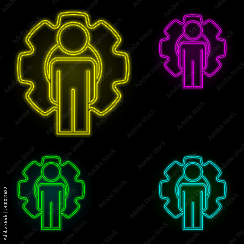 Poster frame mechanism neon color set icon. simple thin line, outline vector of business organisation icons