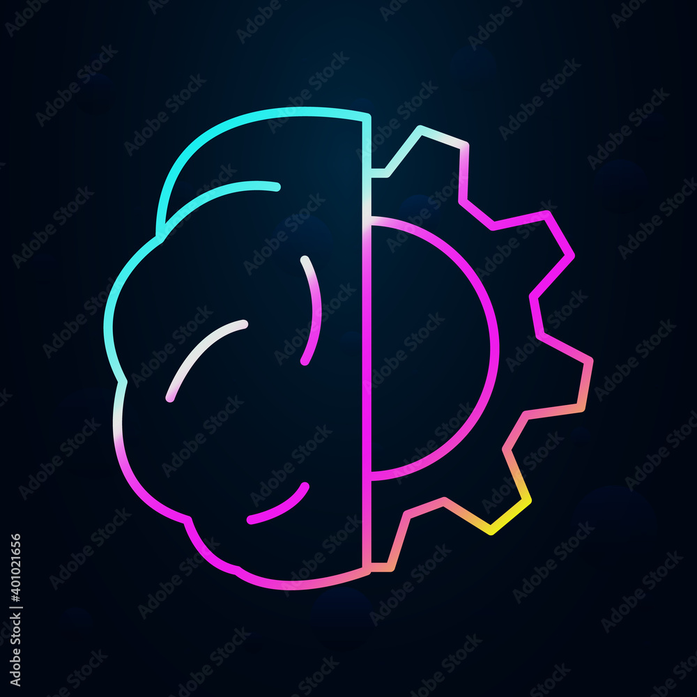 Poster robotic technology brain gear nolan icon. simple thin line, outline vector of robotisc icons for ui 