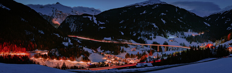 Night landscape in the Brenner Pass.