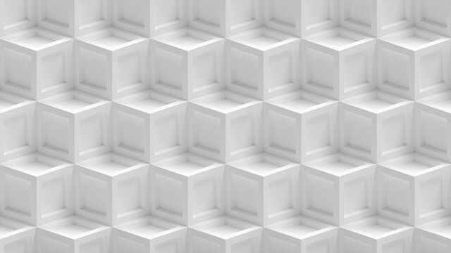 Isometric abstract 3d cube background, seamless pattern. 