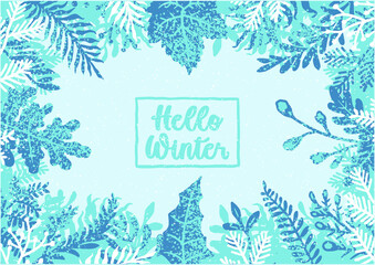 Fototapeta na wymiar Hello winter background, vector illustration