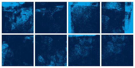 Blue Rolled Ink Textures. Set of 8 high quality vector textures taken from high resolution scans