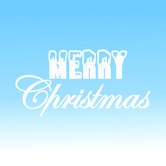 Merry Christmas hand lettering on the blue background. Christmas greeting card. Vector illustration for holiday invitations, banners, postcards, holiday packages, flyers, calendar.