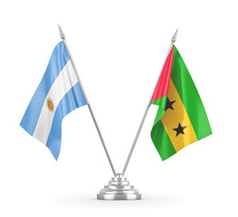 Sao Tome and Principe and Argentina table flags isolated