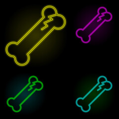 broken bone, disease, medical neon color set icon. Simple thin line, outline vector of disease icons for ui and ux, website or mobile application