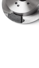 set of brake pad with rotor brake disc new spare parts brake shoe for a car isolated on a white...