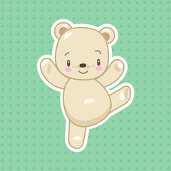 Happy dancing little bear. Jumping and having fun