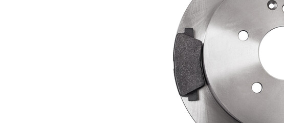 set of brake pad with rotor brake disc new spare parts brake shoe for a car isolated on a white...