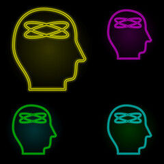 dizzy, disease, medical neon color set icon. Simple thin line, outline vector of disease icons for ui and ux, website or mobile application