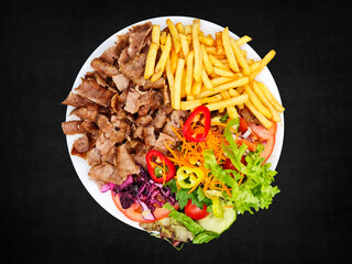 Salad Doner Plate - Döner Teller mit Salat - piatto con kebap Kebab Riso Reis