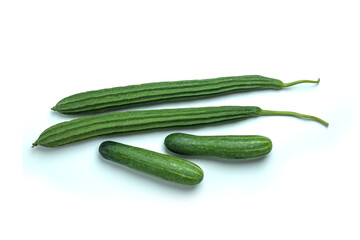 Cucumbers and zucchinis  on isolated white background. with clipping path.