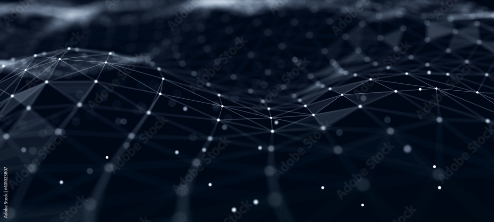 Aufkleber Structural connection of information. Data transfer in network connection. Abstract data background. 3D rendering.