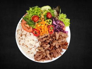 Salad Doner Plate - Döner Teller mit Salat - piatto con kebap Kebab Riso Reis