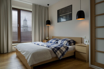 Bedroom with wooden furniture