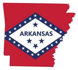 flag and silhouette of the state of Arkansas