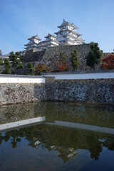 Himeji Castle (Himejijo) reflected in pond, Hyogo prefecture, Japan - 姫路城 お堀 秋の風景...