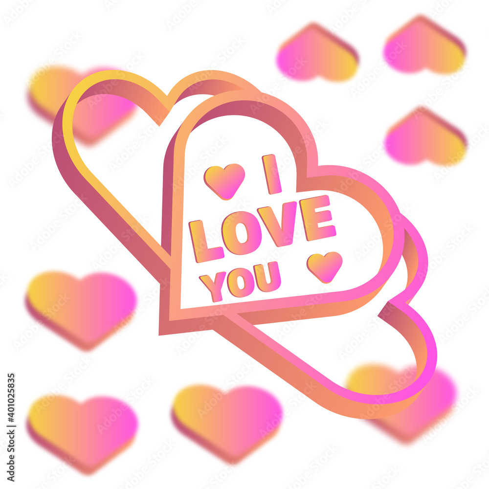 Sticker 3D colorful love with valentines day png vector design