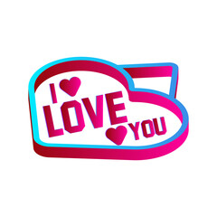 3D colorful love with valentines day png vector design