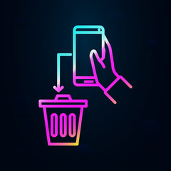 Discard, hand, trash, smartphone nolan icon. Simple thin line, outline vector of social addict icons for ui and ux, website or mobile application